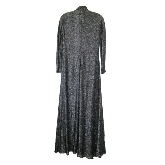 1970s vintage black silver disco evening dress size small medium - Picture 4 of 4
